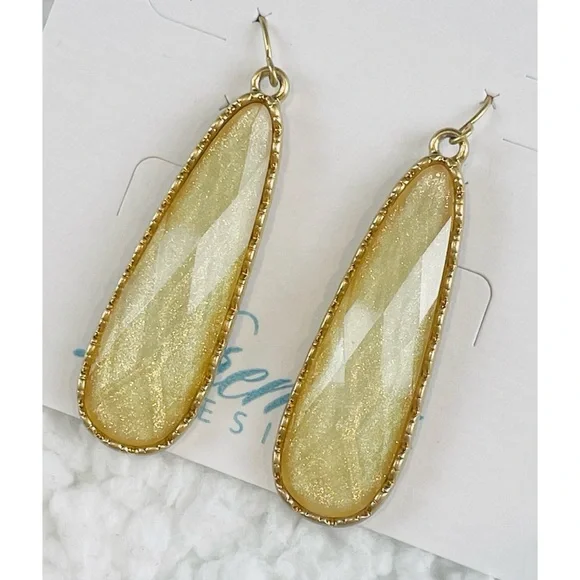 (NWT) PREMIER DESIGNS • Gold/Yellow Shimmery Long Teardrop Earrings - Picture 9 of 12